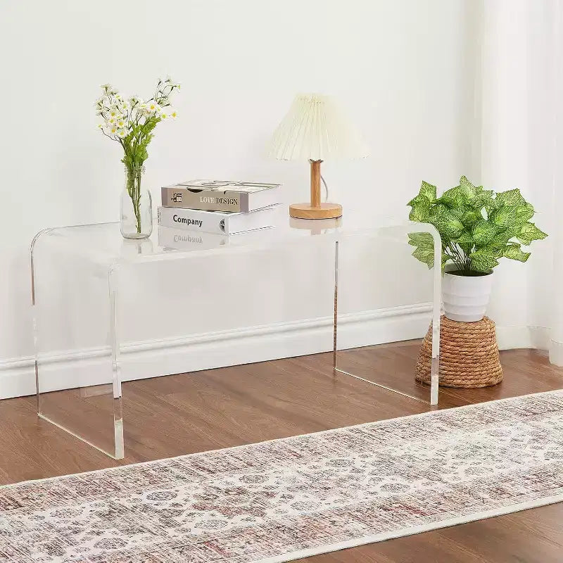 Table basse rectangulaire moderne du milieu du siècle avec cannelures de 42,5 po, tiroirs, étagères ouvertes et finition en bois clair, montage facile