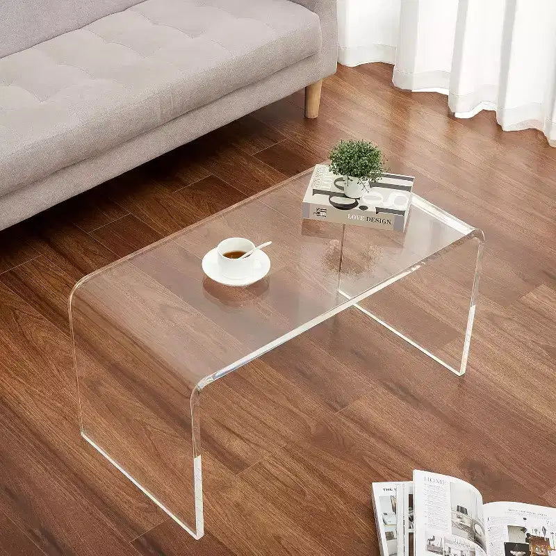 Acekool 42.5 Fluted Mid-Century Modern Coffee Table with Drawers, Open Shelves & Light Wood Finish  Rectangle Center Table with Easy Assembly
