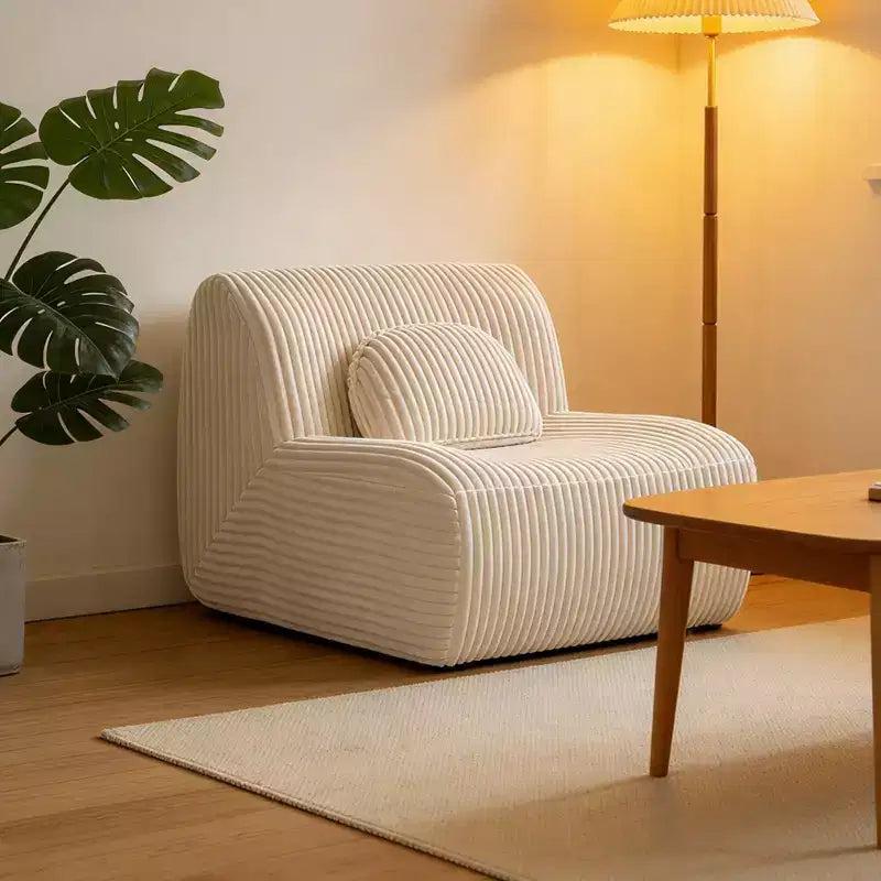 Canapé de salon beige 102x91x75cm, fauteuil moelleux et confortable en éponge pour salon et chambre