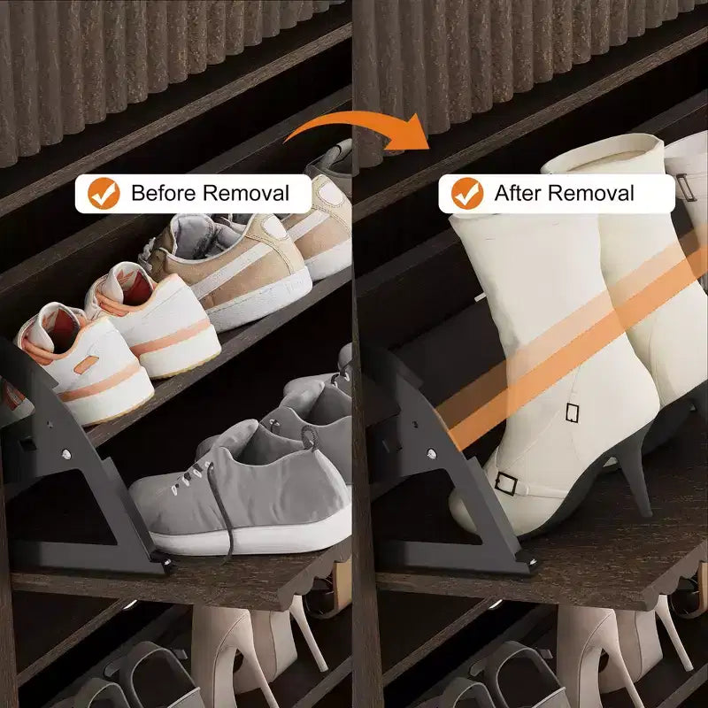 Meuble à chaussures avec 2 tiroirs basculants et 1 tiroir supérieur, organisateur de rangement étroit moderne avec étagères réglables et amovibles