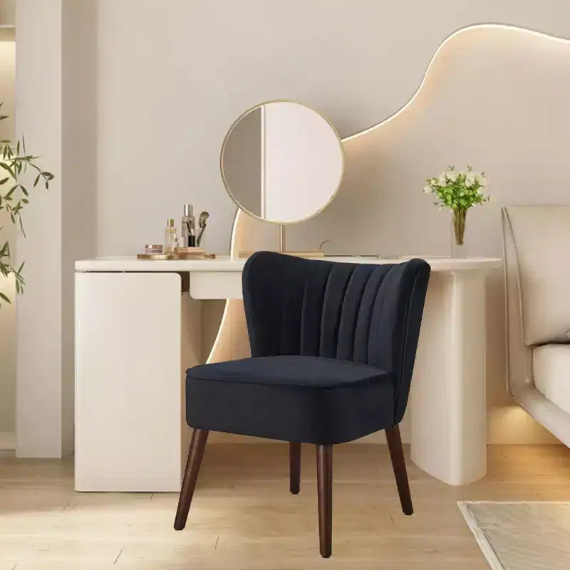 Ensemble de 2 fauteuils d'appoint modernes en velours, chaise de salon rembourrée douce avec pieds en bois, fauteuil de salon confortable sans accoudoirs pour salon/maquillage
