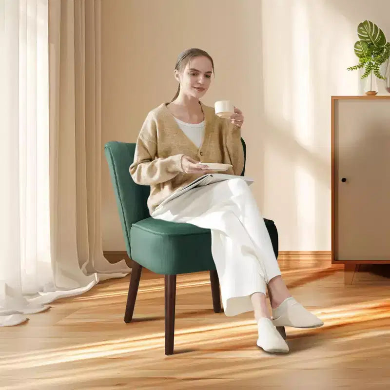 Ensemble de 2 fauteuils d'appoint modernes en velours, chaise de salon rembourrée douce avec pieds en bois, fauteuil de salon confortable sans accoudoirs pour salon/maquillage