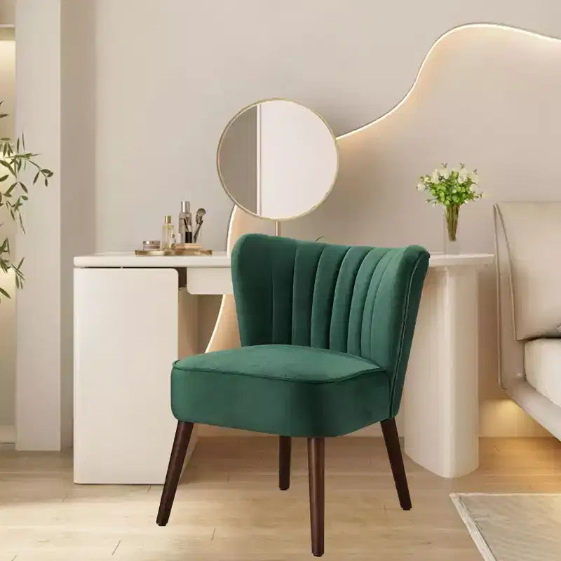 Ensemble de 2 fauteuils d'appoint modernes en velours, chaise de salon rembourrée douce avec pieds en bois, fauteuil de salon confortable sans accoudoirs pour salon/maquillage