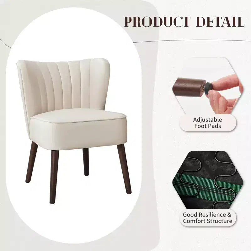 Ensemble de 2 fauteuils d'appoint modernes en velours, chaise de salon rembourrée douce avec pieds en bois, fauteuil de salon confortable sans accoudoirs pour salon/maquillage