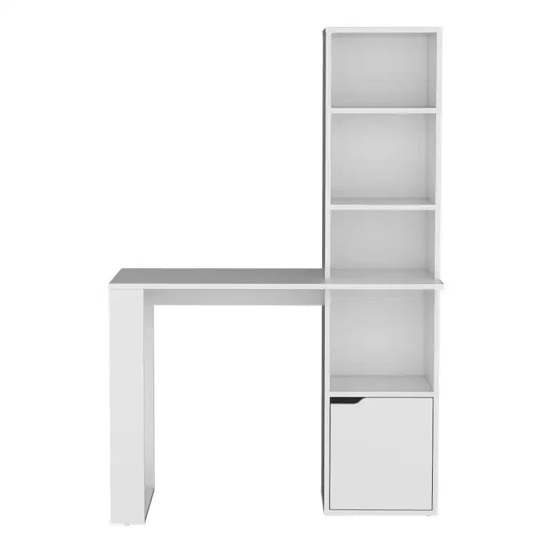 25 bureau d'ordinateur, bureau à domicile avec bibliothèque à 4 niveaux, 1 armoire, grande surface de travail, bureau d'écriture pour chambre à coucher, bureau, petits espaces