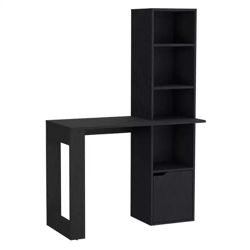 25 bureau d'ordinateur, bureau à domicile avec bibliothèque à 4 niveaux, 1 armoire, grande surface de travail, bureau d'écriture pour chambre à coucher, bureau, petits espaces