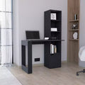25 bureau d'ordinateur, bureau à domicile avec bibliothèque à 4 niveaux, 1 armoire, grande surface de travail, bureau d'écriture pour chambre à coucher, bureau, petits espaces