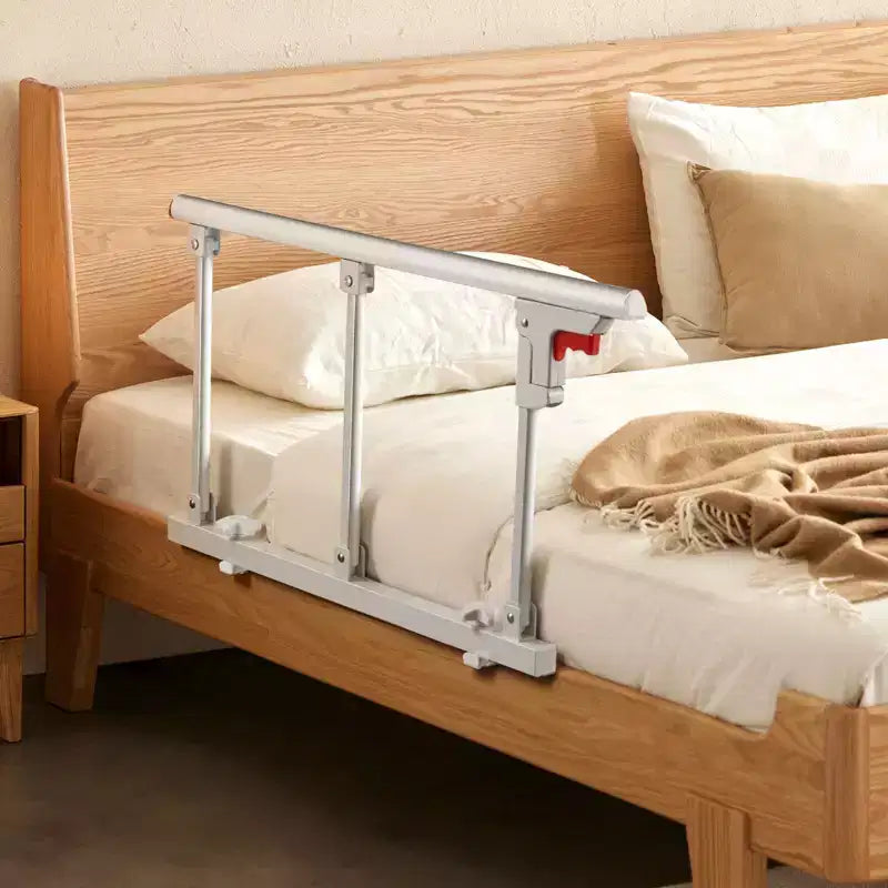 Barre de lit pliable pour personnes âgées, rail d'aide au chevet de 71 cm avec sangle de fixation, canne de chevet à hauteur réglable en métal haute résistance, blanc