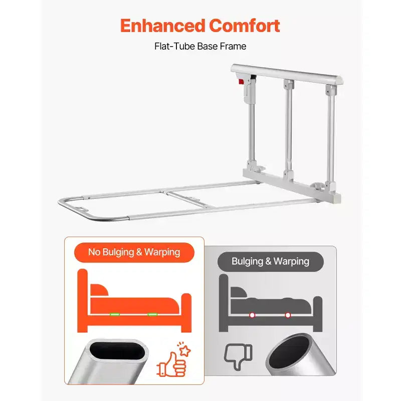 Barre de lit pliable pour personnes âgées, rail d'aide au chevet de 71 cm avec sangle de fixation, canne de chevet à hauteur réglable en métal haute résistance, blanc