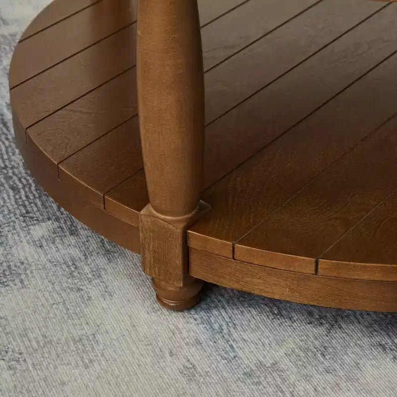 Pouffe ottoman capitonné rond moderne en bois et lin avec étagère de rangement
