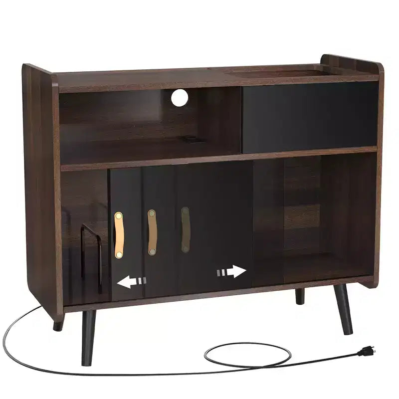 Meuble pour tourne-disque, Support pour platine vinyle avec rangement pour disques vinyles, Peut contenir jusqu'à 350 albums