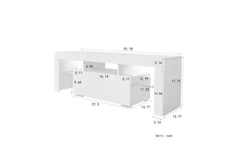 Meuble TV avec lumières LED, étagère de rangement ouverte pour consoles de jeux, console multimédia pour chambre et salon