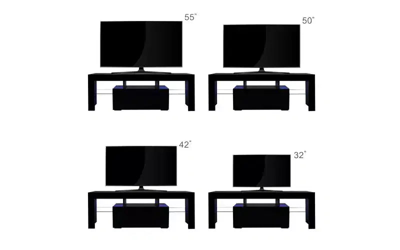 Meuble TV avec lumières LED, étagère de rangement ouverte pour consoles de jeux, console multimédia pour chambre et salon