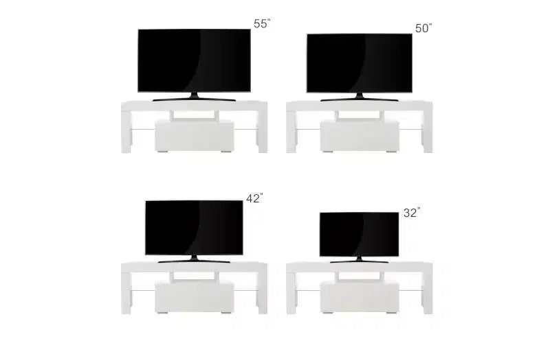 Meuble TV avec lumières LED, étagère de rangement ouverte pour consoles de jeux, console multimédia pour chambre et salon