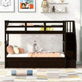 Luxystar Twin Over Twin Bunk Bed with 3 Drawers and Shelves for Apartment and Dorm
