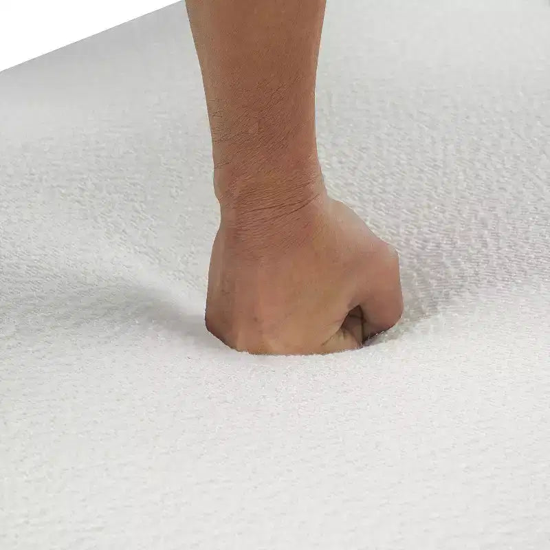 Ottoman capitonné moderne carré en bois de tissu bouclette