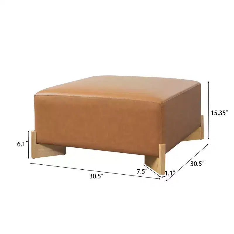 Ottoman capitonné moderne carré en bois de tissu bouclette
