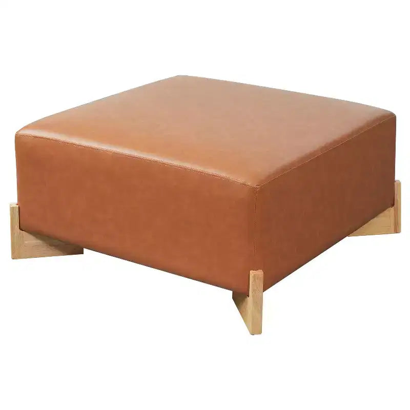 Ottoman capitonné moderne carré en bois de tissu bouclette