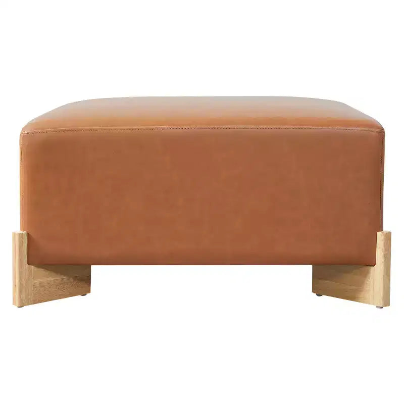 Ottoman capitonné moderne carré en bois de tissu bouclette