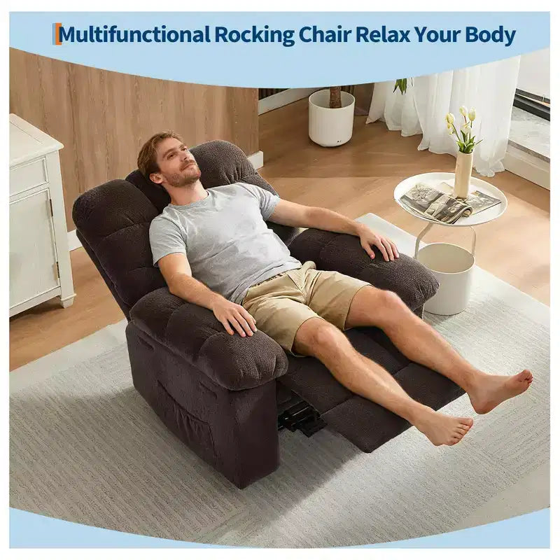 Fauteuil inclinable pivotant et basculant à 360° avec poches latérales, canapé de chambre d'enfant rembourré confortable, cadre en acier pour salon et petit espace.