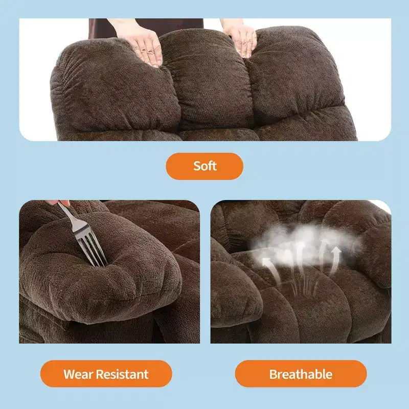 Fauteuil inclinable pivotant et basculant à 360° avec poches latérales, canapé de chambre d'enfant rembourré confortable, cadre en acier pour salon et petit espace.