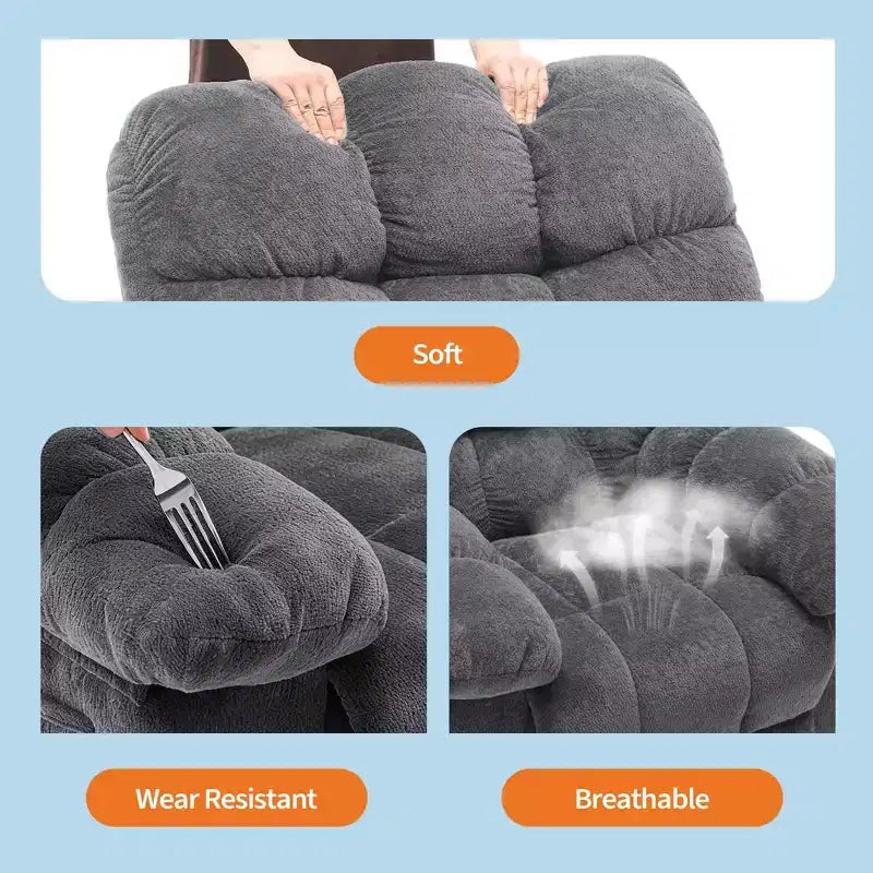 Fauteuil inclinable pivotant et basculant à 360° avec poches latérales, canapé de chambre d'enfant rembourré confortable, cadre en acier pour salon et petit espace.
