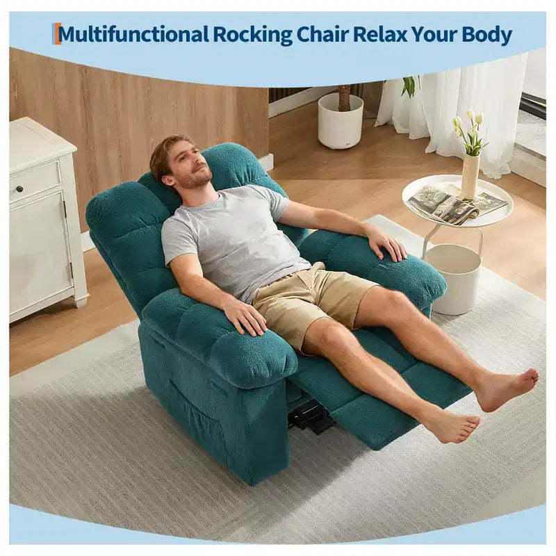 Fauteuil inclinable pivotant et basculant à 360° avec poches latérales, canapé de chambre d'enfant rembourré confortable, cadre en acier pour salon et petit espace.