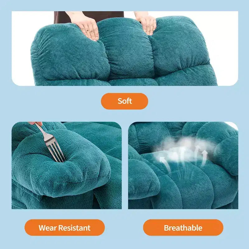 Fauteuil inclinable pivotant et basculant à 360° avec poches latérales, canapé de chambre d'enfant rembourré confortable, cadre en acier pour salon et petit espace.
