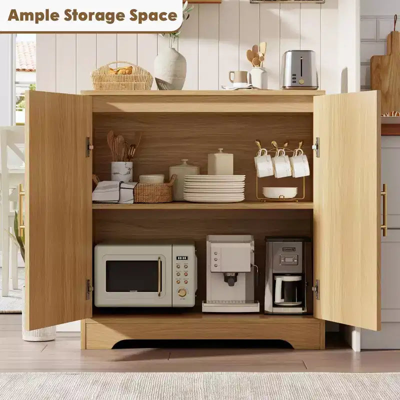 Buffet moderne avec 2 portes en rotin et étagères, Console de rangement pour salon, salle à manger, cuisine et entrée