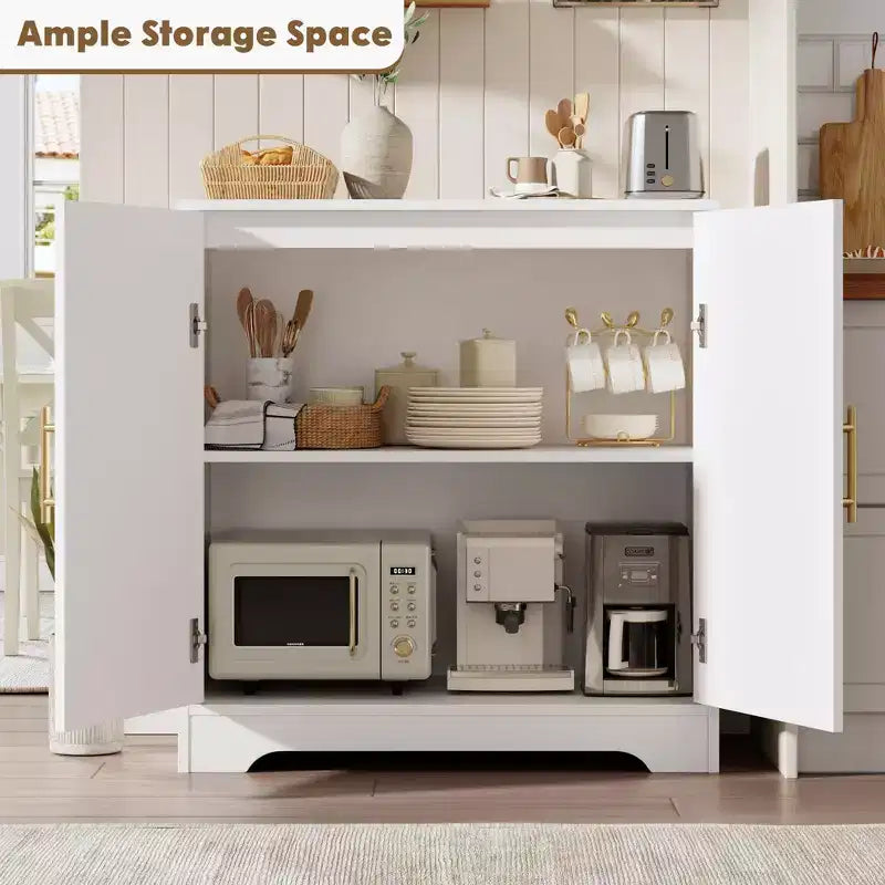Buffet moderne avec 2 portes en rotin et étagères, Console de rangement pour salon, salle à manger, cuisine et entrée