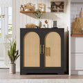 Modern Sideboard Buffet Cabinet with 2 Rattan Doors and Shelves, Credenza Storage Console Table for Living Room, Dining Room, Kitchen, and Entryway