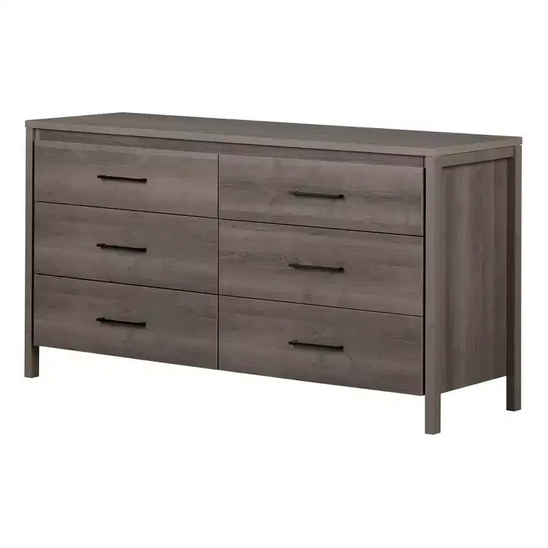 South Shore Tassio 5 Drawer Chest Weathered Oak: Modern Country Style, Metal Slides, 25 lb Capacity per Drawer