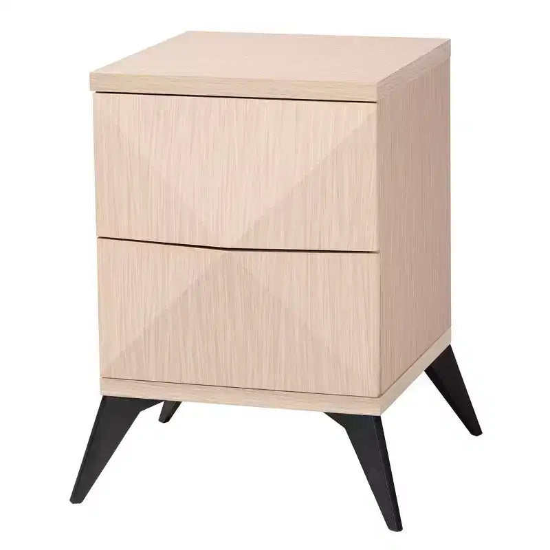 Baxton Studio Draper Two Tone Wood 2 Drawer Nightstand: Mid-Century, Magnetic Closure, Assembly Required