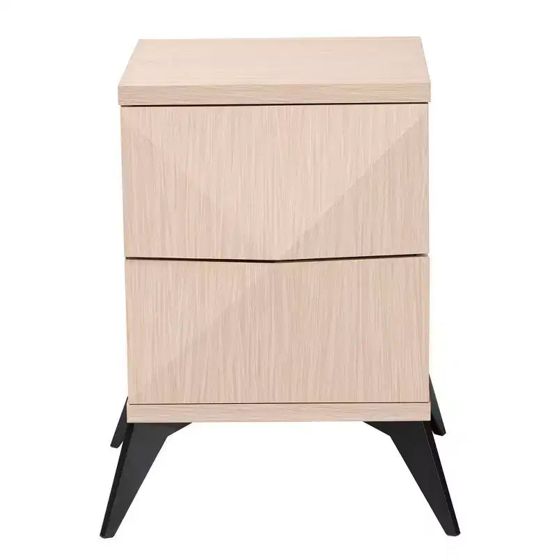Table de chevet 2 tiroirs en bois bicolore : Milieu du siècle, fermeture magnétique, montage nécessaire