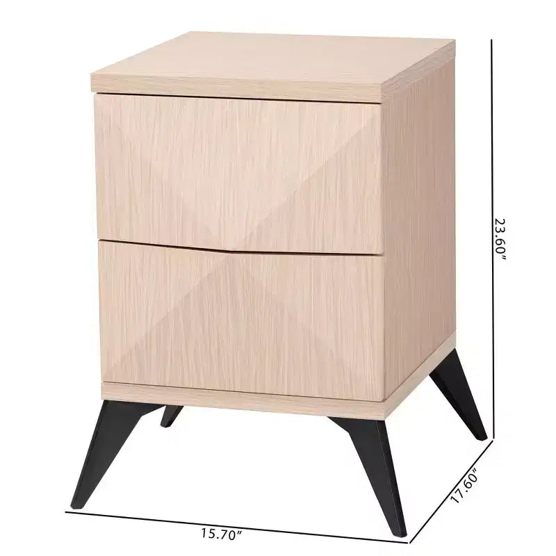 Table de chevet 2 tiroirs en bois bicolore : Milieu du siècle, fermeture magnétique, montage nécessaire