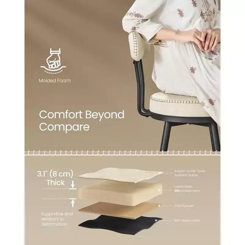 Collection - Tabourets de bar (lot de 2), tabourets de bar pivotants hauteur comptoir avec dossier, en cuir synthétique avec surpiqûres