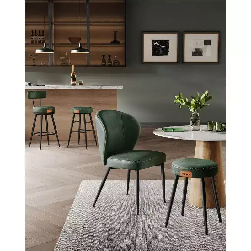 Collection - Tabourets de bar (lot de 2), tabourets de bar pivotants hauteur comptoir avec dossier, en cuir synthétique avec surpiqûres