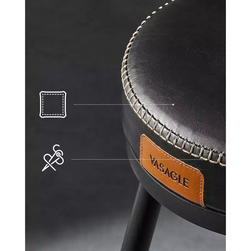 Collection - Tabourets de bar (lot de 2), tabourets de bar pivotants hauteur comptoir avec dossier, en cuir synthétique avec surpiqûres