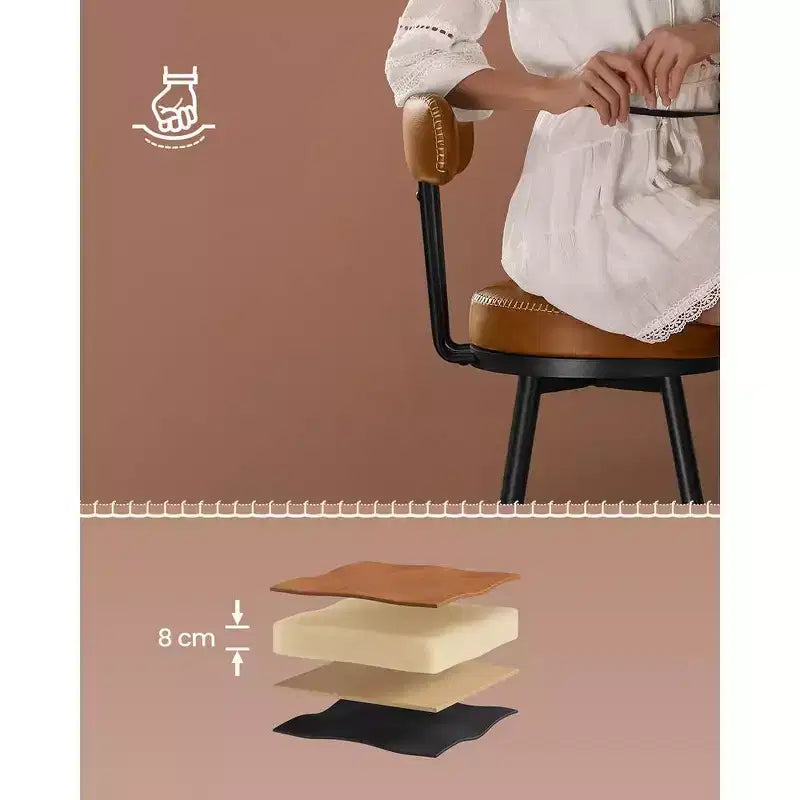 Collection - Tabourets de bar (lot de 2), tabourets de bar pivotants hauteur comptoir avec dossier, en cuir synthétique avec surpiqûres