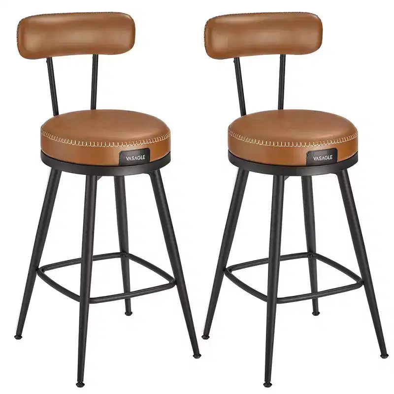 VASAGLE EKHO Collection - Bar Stools Set of 2, Counter Height Swivel Bar Stools with Back, Synthetic Leather with Stitching