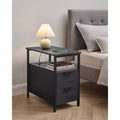 VASAGLE Side Table with Charging Station, Narrow End Table with 2 Drawers, Slim Nightstand and Bedside Table with Storage