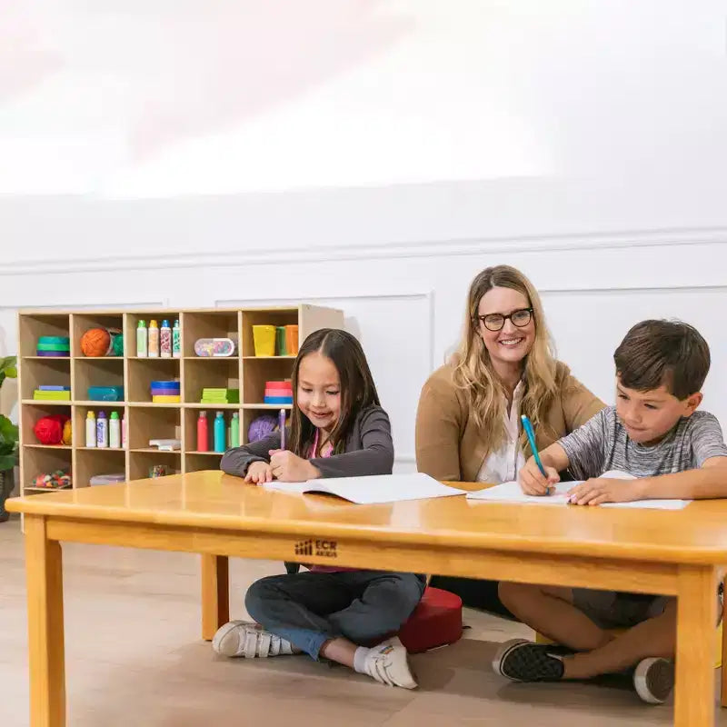 Table en bois dur avec pieds de 14 po, mobilier pour enfants, miel